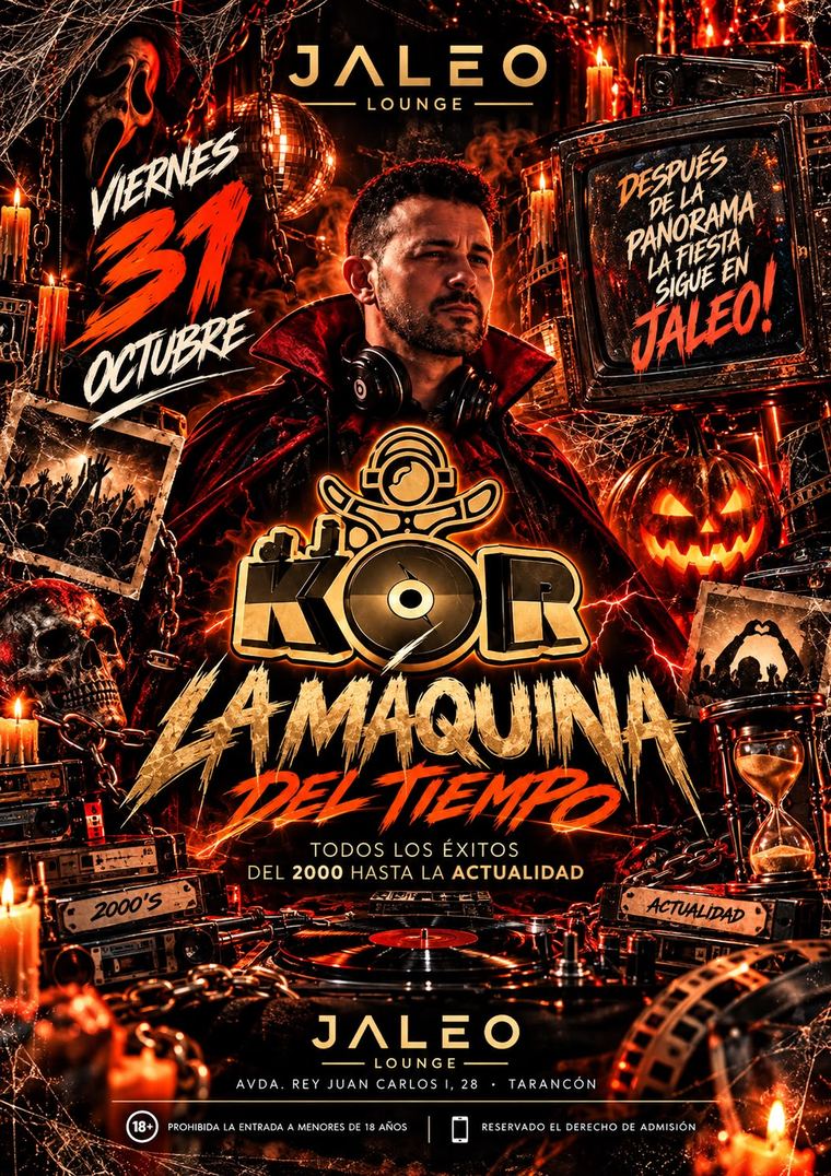 Cartel de Halloween con KOR, La Máquina del Tiempo, el 31 de octubre en Jaleo Lounge